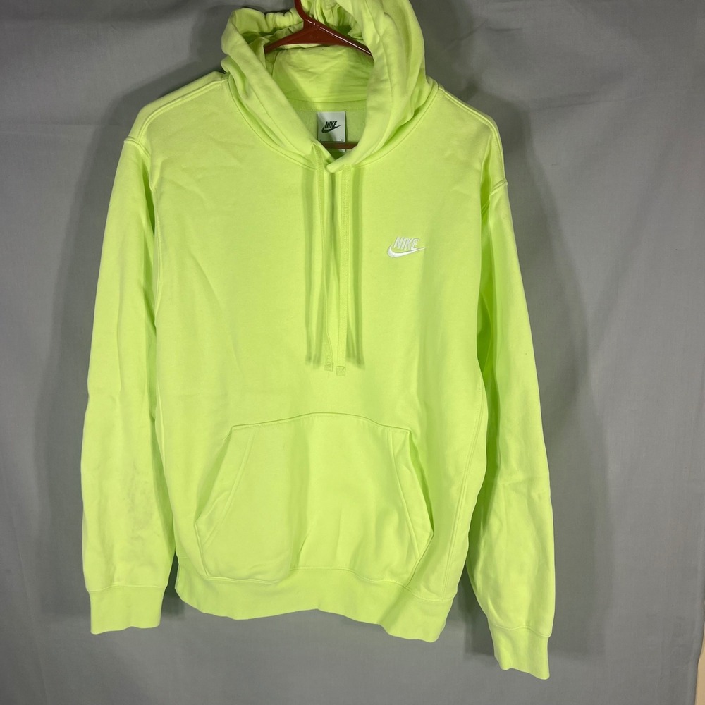 Nike Sportswear Hoodie Mens Small Volt Neon Green Pullover Embroidered Logo